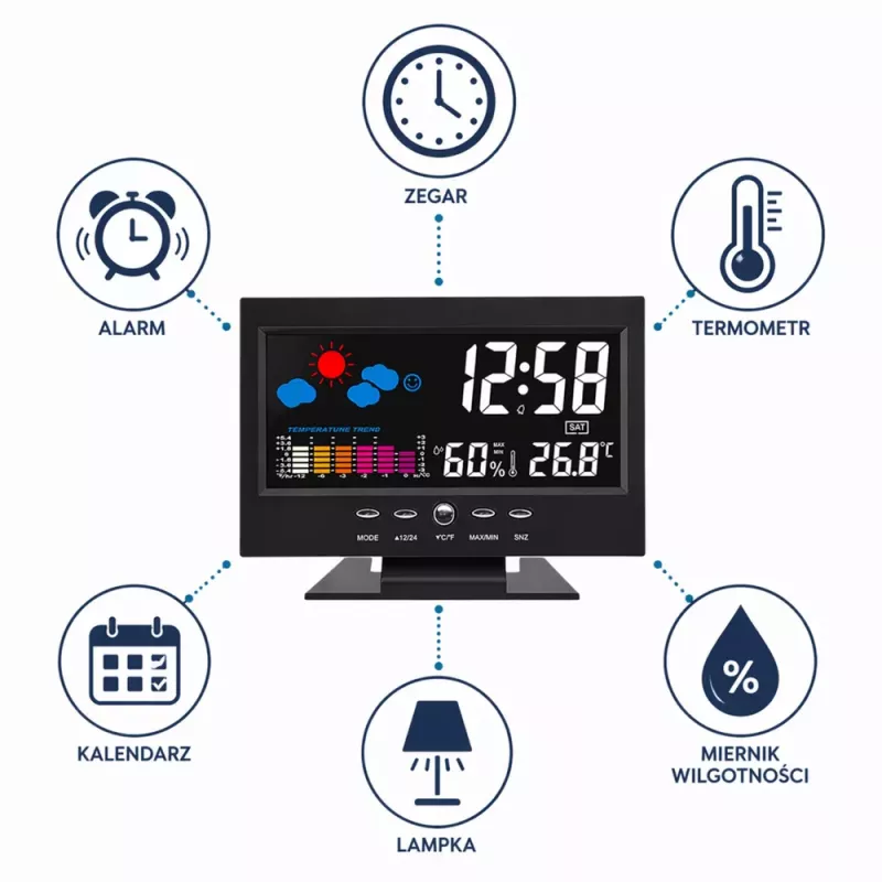 LEAN Digital Clock con termometro e igrometro per interni stazione meteo LED