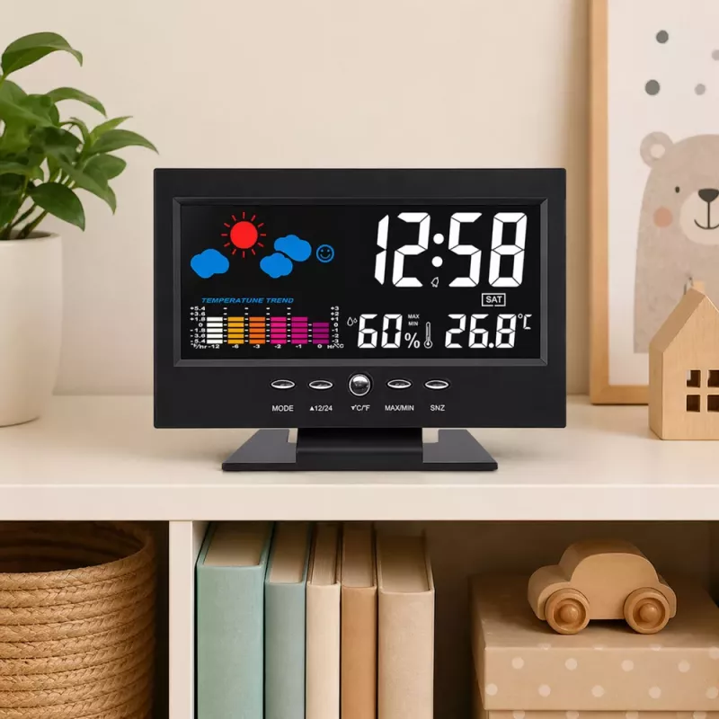 LEAN Digital Clock con termometro e igrometro per interni stazione meteo LED