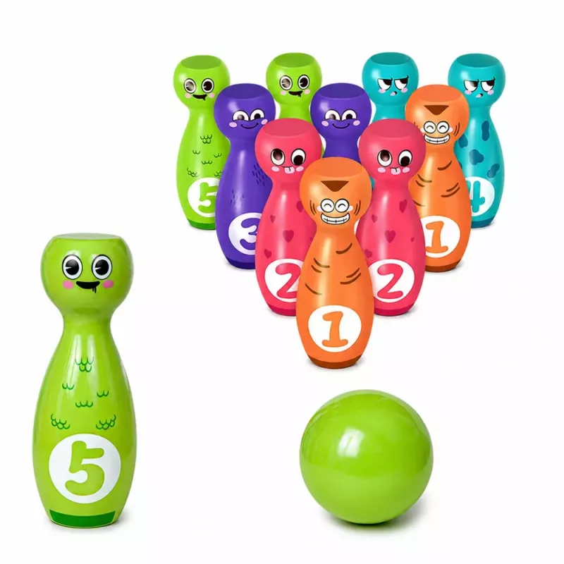 LEAN TOYS bowling con faccine sorridenti gioco educativo per bambini sport di abilità 10 pezzi