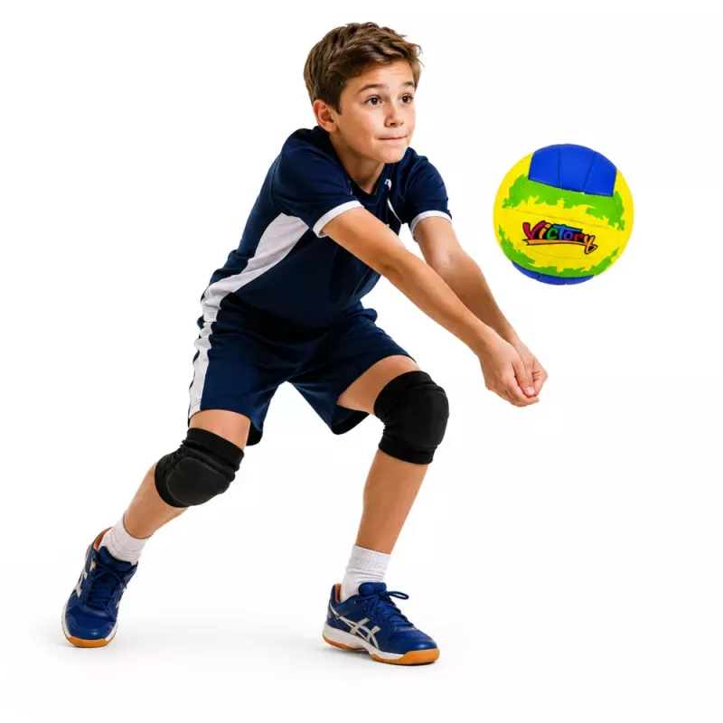 LEAN TOYS pallone da allenamento volley, giallo e blu, 22 cm, misura 5