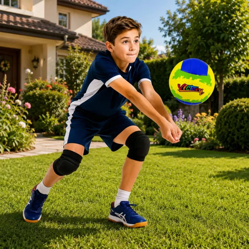 LEAN TOYS pallone da allenamento volley, giallo e blu, 22 cm, misura 5