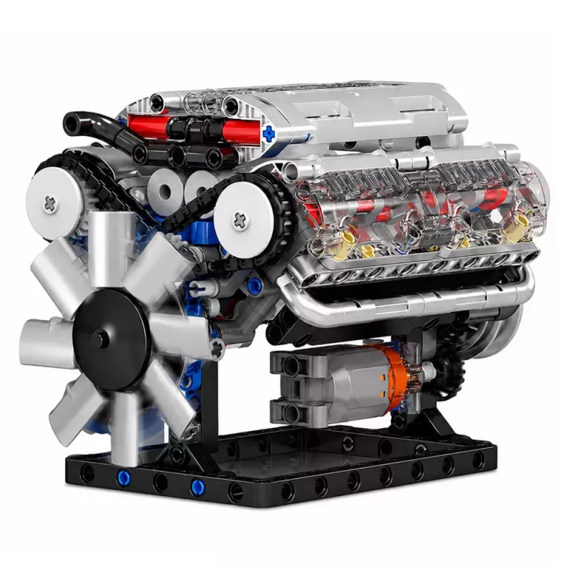 LEAN TOYS Mattoncini motore V8 modello meccanico con pistoni mobili, 552 pezzi