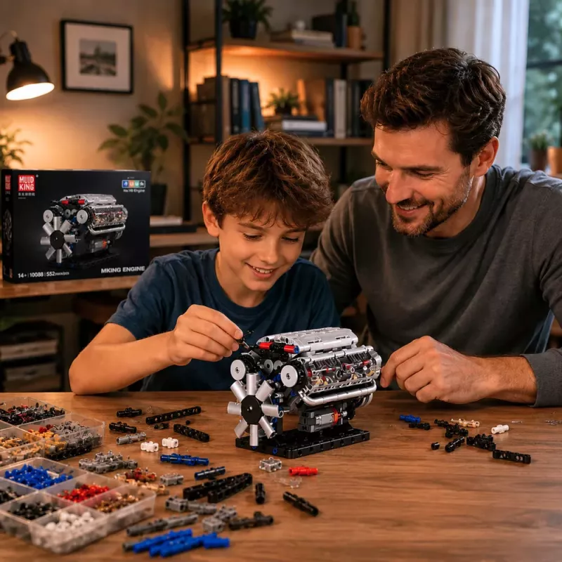 LEAN TOYS Mattoncini motore V8 modello meccanico con pistoni mobili, 552 pezzi