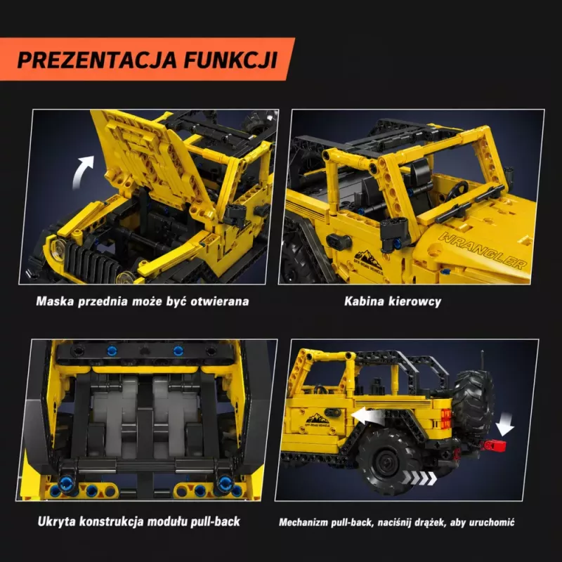 LEAN TOYS Mattoncini auto fuoristrada Wrangler giallo 746 pezzi