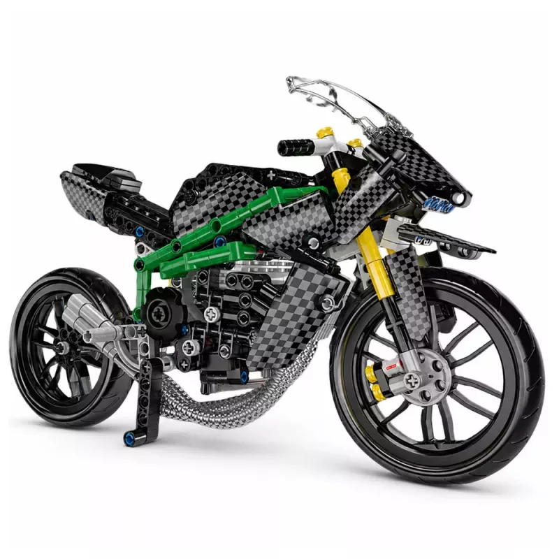 LEAN TOYS Mattoncini da costruzione moto sportiva nera 656 pz.
