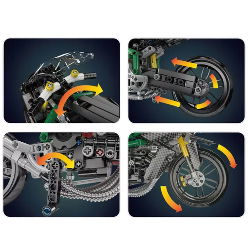 LEAN TOYS Mattoncini da costruzione moto sportiva nera 656 pz.