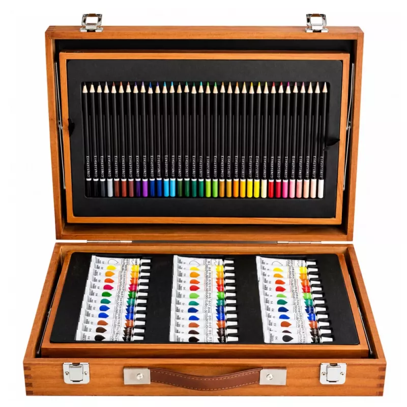 LEAN Grande set artistico in valigetta per dipingere e disegnare, 174 pezzi