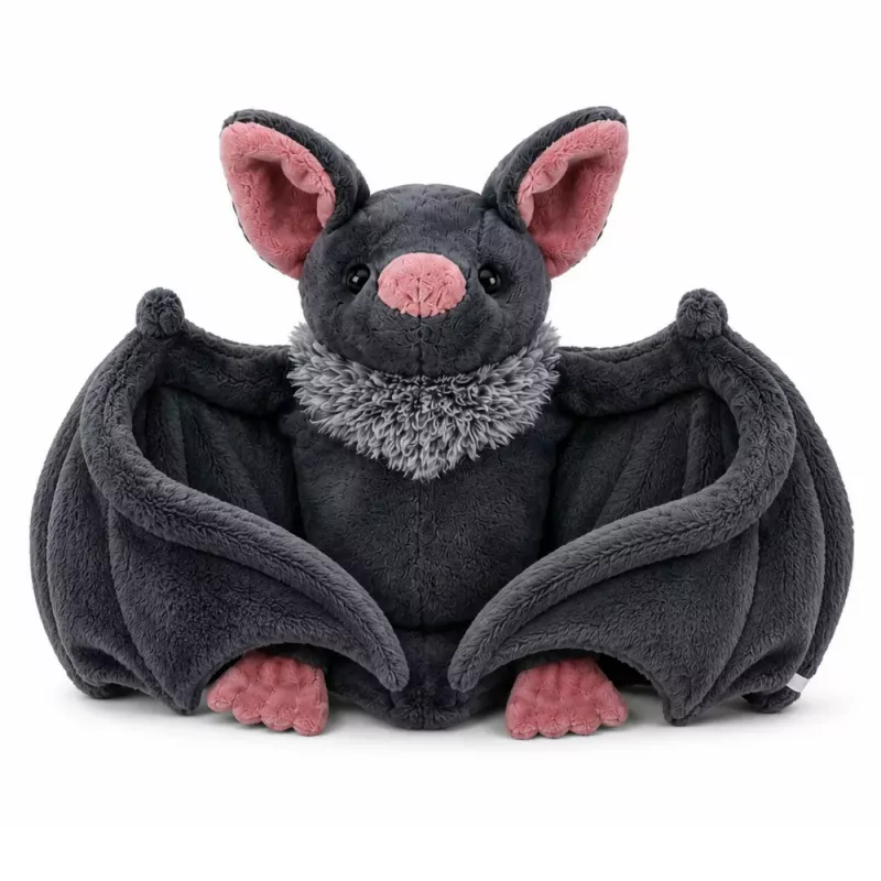 LEAN TOYS Peluche pipistrello con ali pieghevoli grigio 57 cm