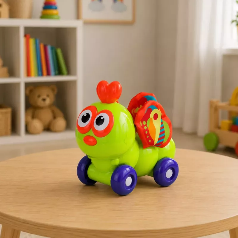LEAN TOYS Giocattolo sensoriale auto ape interattivo per bambini piccoli verde