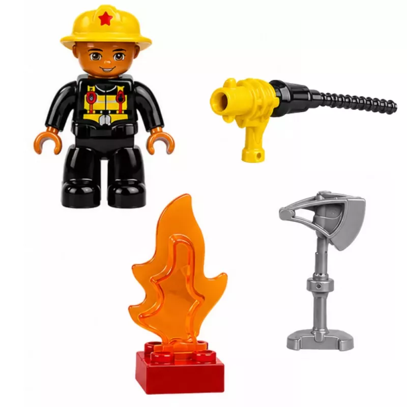 LEAN TOYS Camion dei pompieri motorizzato con pompiere set mattoncini