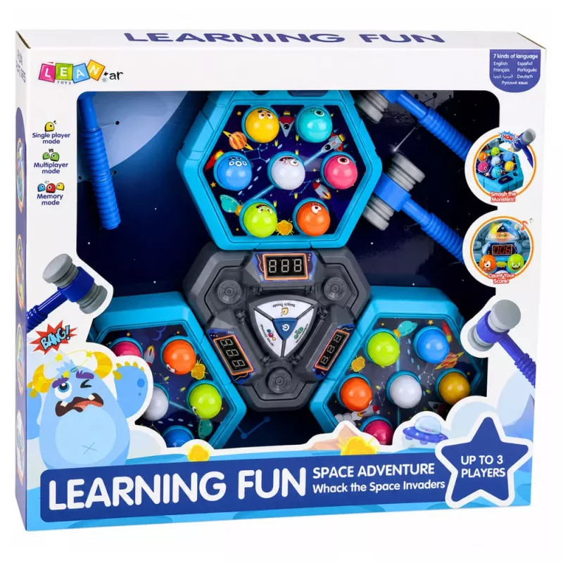 LEAN TOYS Gioco arcade Whack-A-Mole creature per 3 giocatori, 3 modalità, martelli luminosi