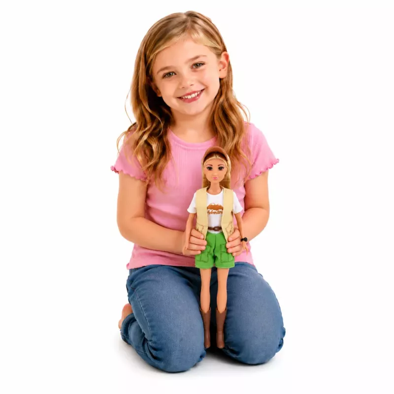 LEAN TOYS Bambola Anlily viaggiatrice con cane e zaino e set accessori