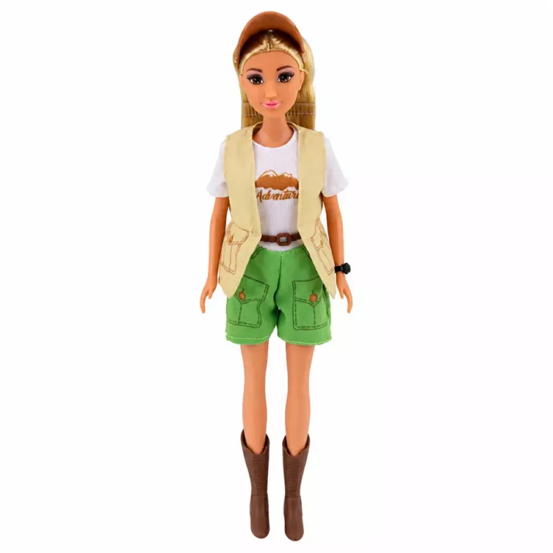 LEAN TOYS Bambola Anlily viaggiatrice con cane e zaino e set accessori