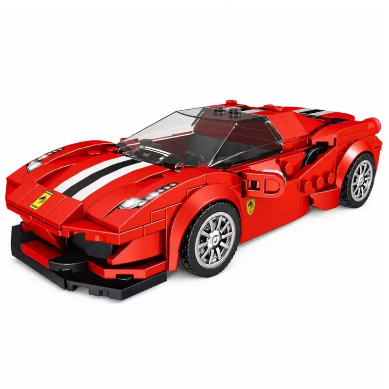 LEAN TOYS Mattoncini costruzione auto sportiva auto da corsa vetrina rossa 364 pezzi