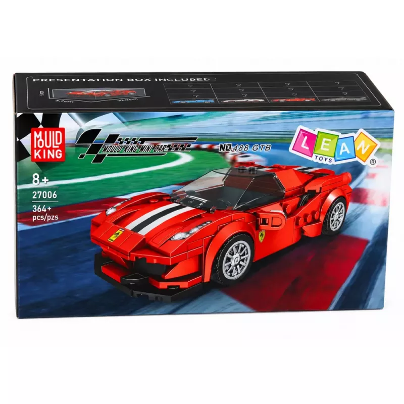 LEAN TOYS Mattoncini costruzione auto sportiva auto da corsa vetrina rossa 364 pezzi