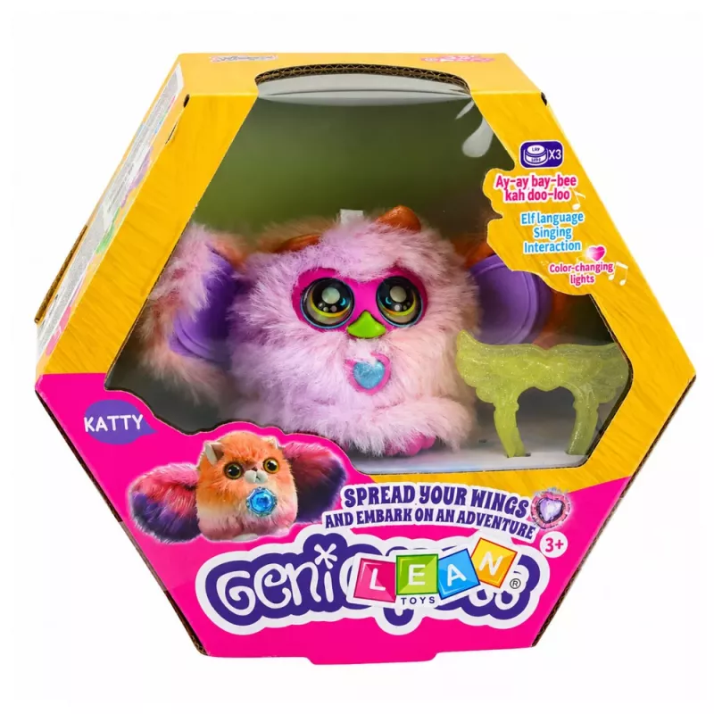 LEAN TOYS Genie Pets creatura interattiva con luci e suoni ciondolo viola
