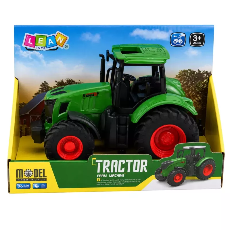 LEAN TOYS Trattore agricolo ruote in gomma verde 1:24