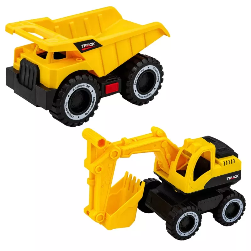 LEAN TOYS Set veicoli da cantiere escavatore dumper con luci e suoni giallo