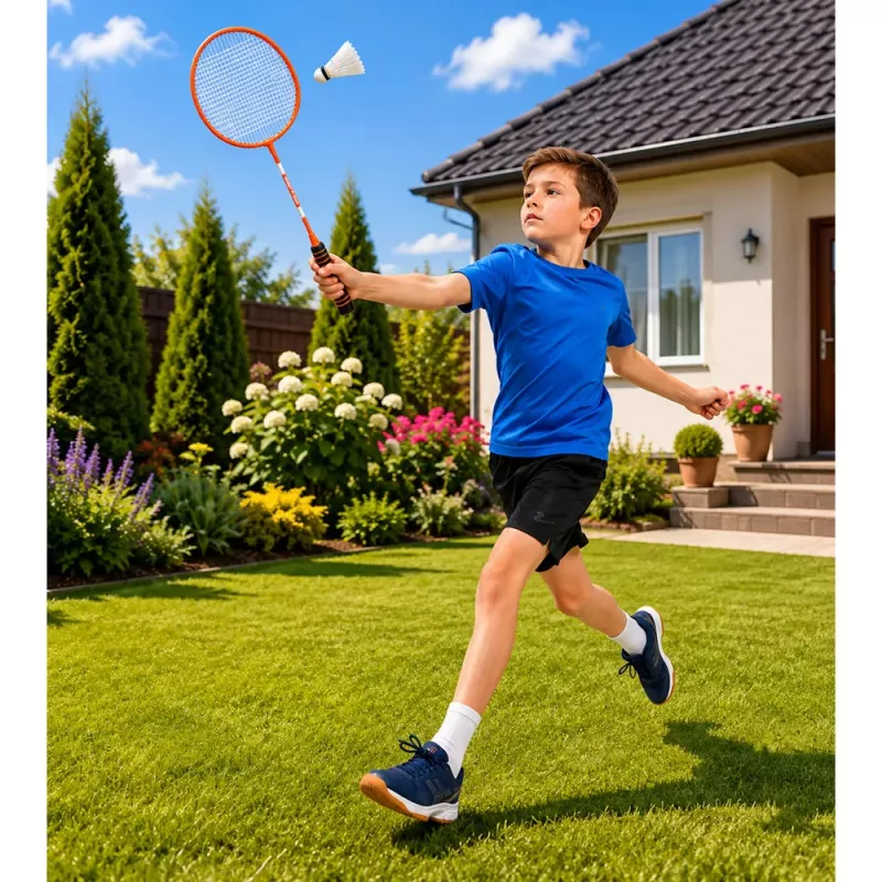 LEAN TOYS Set Badminton, 3 Racchette, Volani, Borsa Arancione
