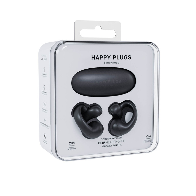 Happy Plugs Clip auricolari open-ear clip-on wireless (nero)