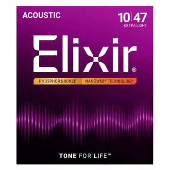 Corde per chitarra acustica Elixir 16002 NANOWEB Phosphor Bronze Extra Light (10-47)