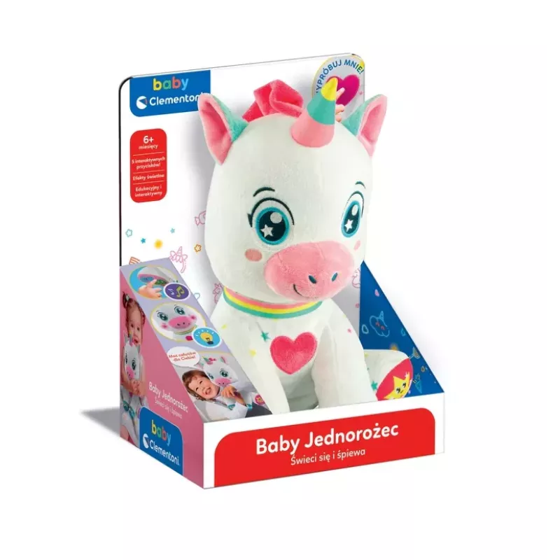 Clementoni Sweet Peluche Interattivo Unicorno Luci & Canta Lingua Polacca 50937