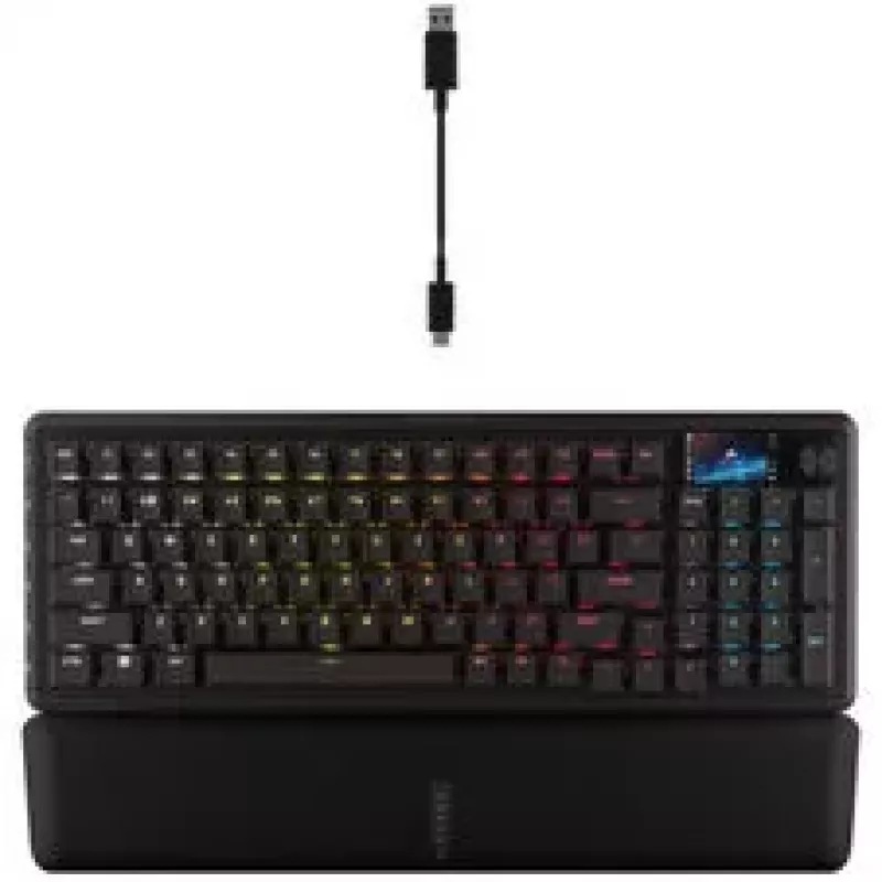 Corsair Vanguard 96 tastiera gaming wireless, meccanica, RGB, display LCD, layout DE - nero