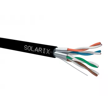 Solarix SXKD-6A-STP-PE cavo di installazione per esterni Cat6A F/UTP rame massiccio, PE, nero, bobina 500m