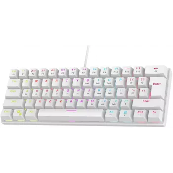 Rampage PLOWERK60 Tastiera meccanica gaming 60% bianca con switch blu RGB USB-C