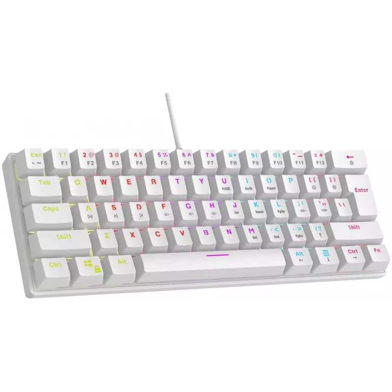 Rampage PLOWERK60 Tastiera meccanica gaming 60% bianca con switch blu RGB USB-C