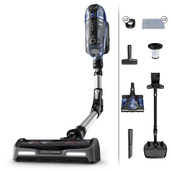 Rowenta X-Force Flex 14.60 Auto Docking aspirapolvere a batteria ricaricabile RH99C3 - blu/alluminio, 32,4V, 70min di autonomia, spazzola Aqua, illuminazione LED