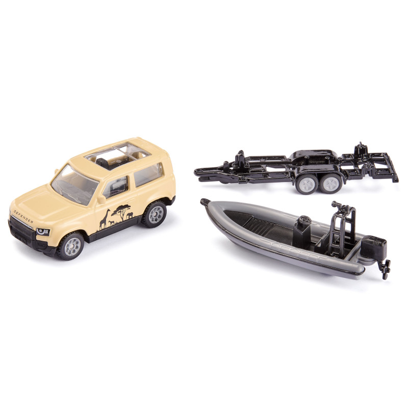 SIKU Blister Land Rover Defender Safari con gommone