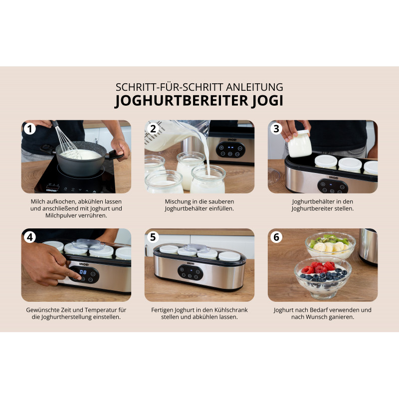 UNOLD 38726 Jogi Yogurtiera, 4 x 180 ml vasetti di vetro