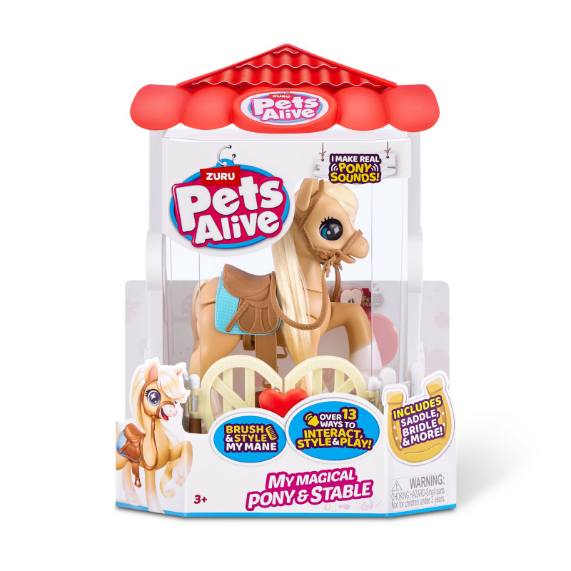 Zuru Pets Alive Magical Pony con stalla – giocattolo elettronico interattivo unicorno