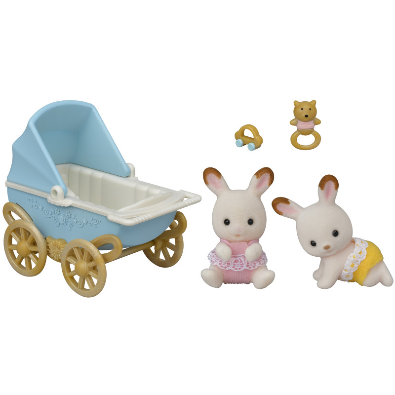 EPOCH Sylvanian Families gemelli coniglio cioccolato con passeggino