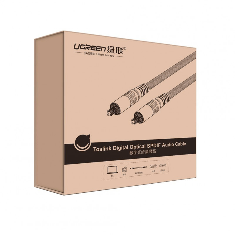 Cavo audio ottico digitale Toslink UGREEN, alluminio intrecciato, 1 m grigio
