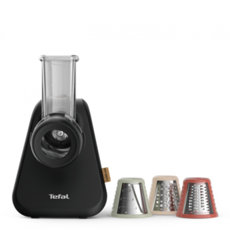 TEFAL MB77EN Grattugia elettrica e spiralizer, 260 W, 5 coni, nero/argento