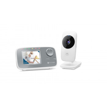 Motorola VM482 video baby monitor con schermo a colori da 2,4 pollici, visione notturna, funzione interfono, sensore di temperatura, 5 ninne nanne, VOX, portata fino a 300 m