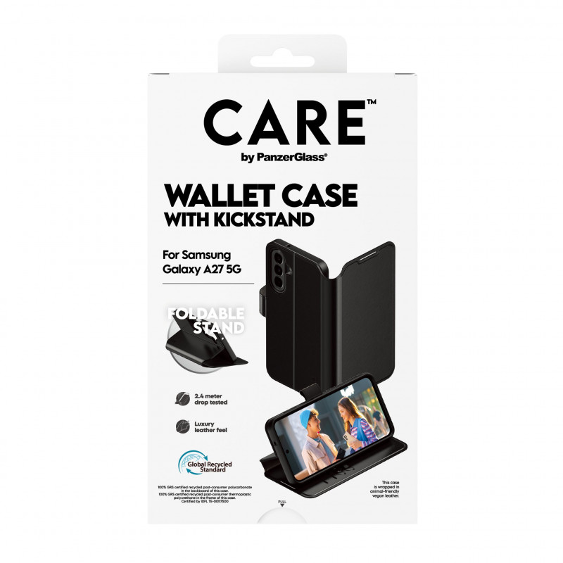 PANZERGLASS CARE Custodia portafoglio con kickstand per Samsung Galaxy A27 5G, Trasparente
