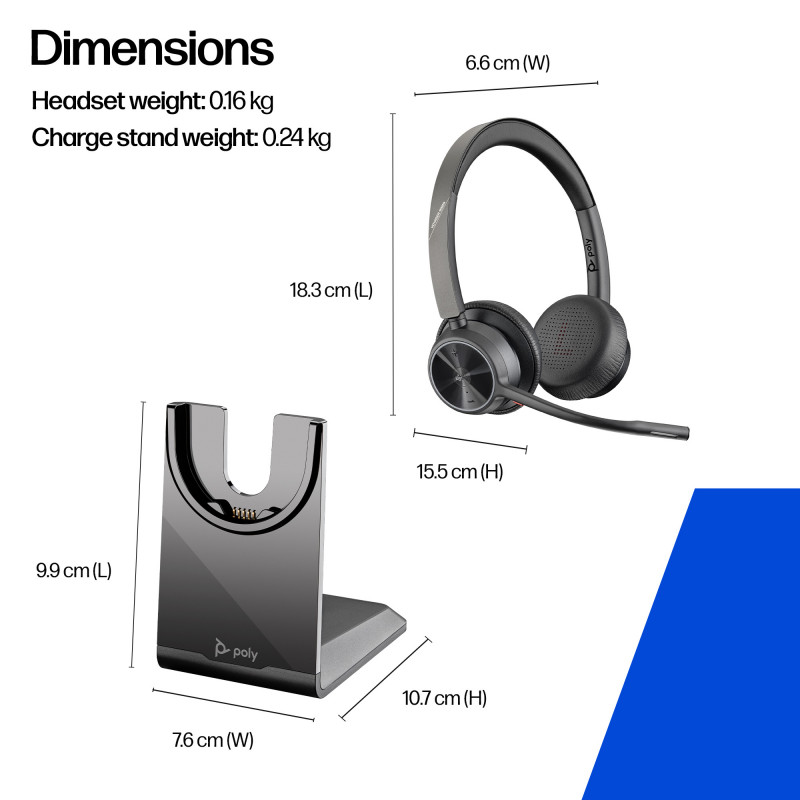 Plantronics Voyager 4320 UC V4320-M C, USB-A, nero