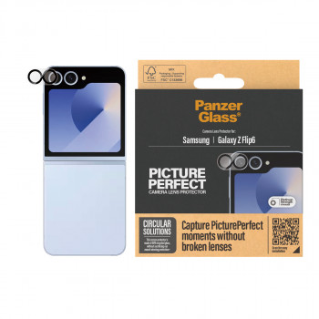 PanzerGlass PicturePerfect protezione lente fotocamera per Samsung Galaxy Z Flip6 (F741, F7374) - vetro temperato ultra trasparente, durezza 9H, antigraffio e antishock, rivestimento oleofobico, installazione semplice