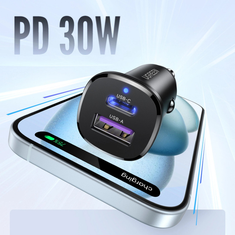 UGREEN EC305 caricabatterie da parete 30W USB-C + USB-A PD 3.0 PPS Quick Charge 3.0 nero