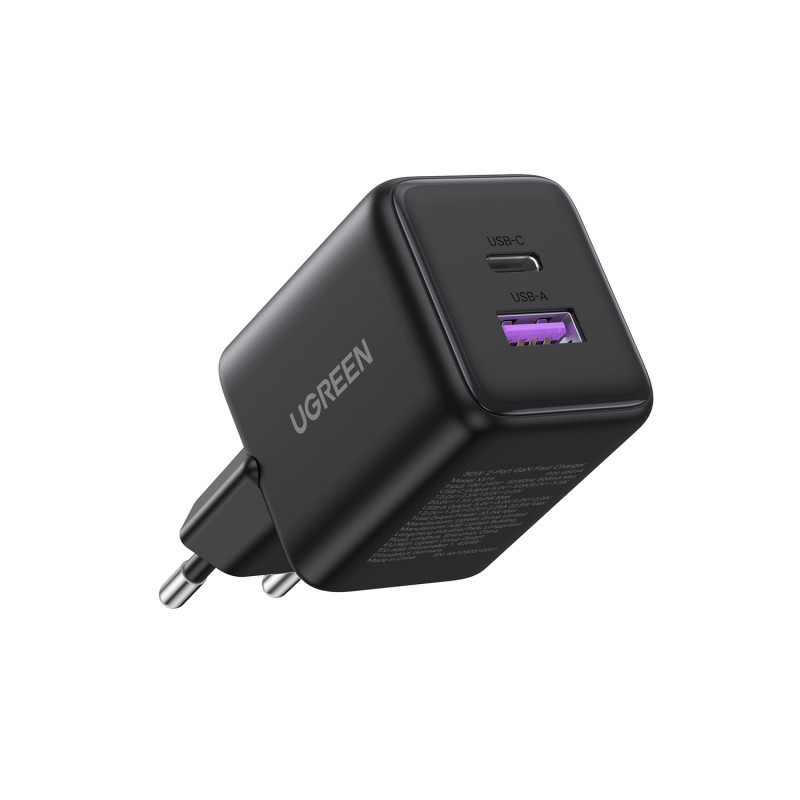 UGREEN X516 caricabatterie da parete GaN 30W USB-C + USB-A nero