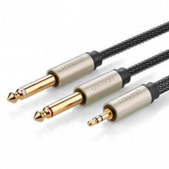 UGREEN Cavo splitter audio Y TRS 3,5 mm a doppio TS 6,35 mm 2 m grigio