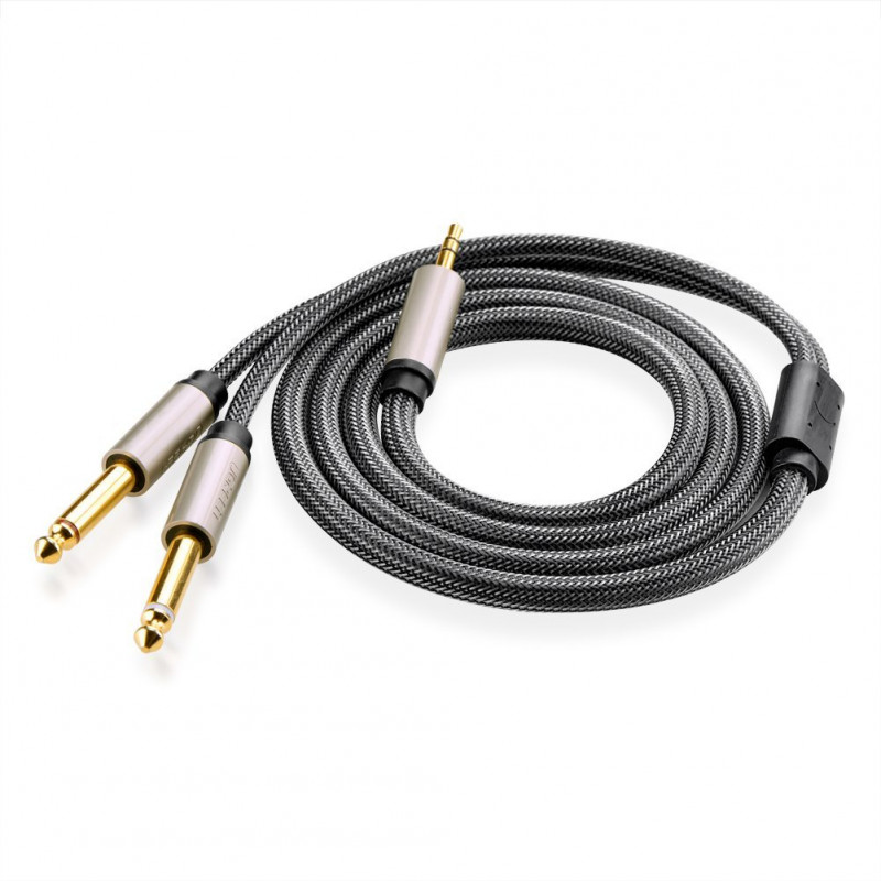 UGREEN Cavo splitter audio Y TRS 3,5 mm a doppio TS 6,35 mm 2 m grigio