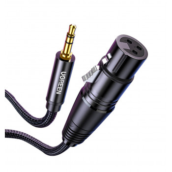 UGREEN AV182 Cavo audio connettore maschio XLR a connettore maschio TRS 3,5 mm 1 m nero