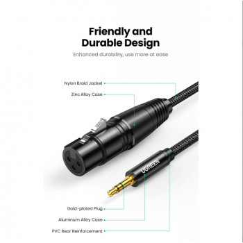 UGREEN AV182 Cavo audio connettore maschio XLR a connettore maschio TRS 3,5 mm 1 m nero