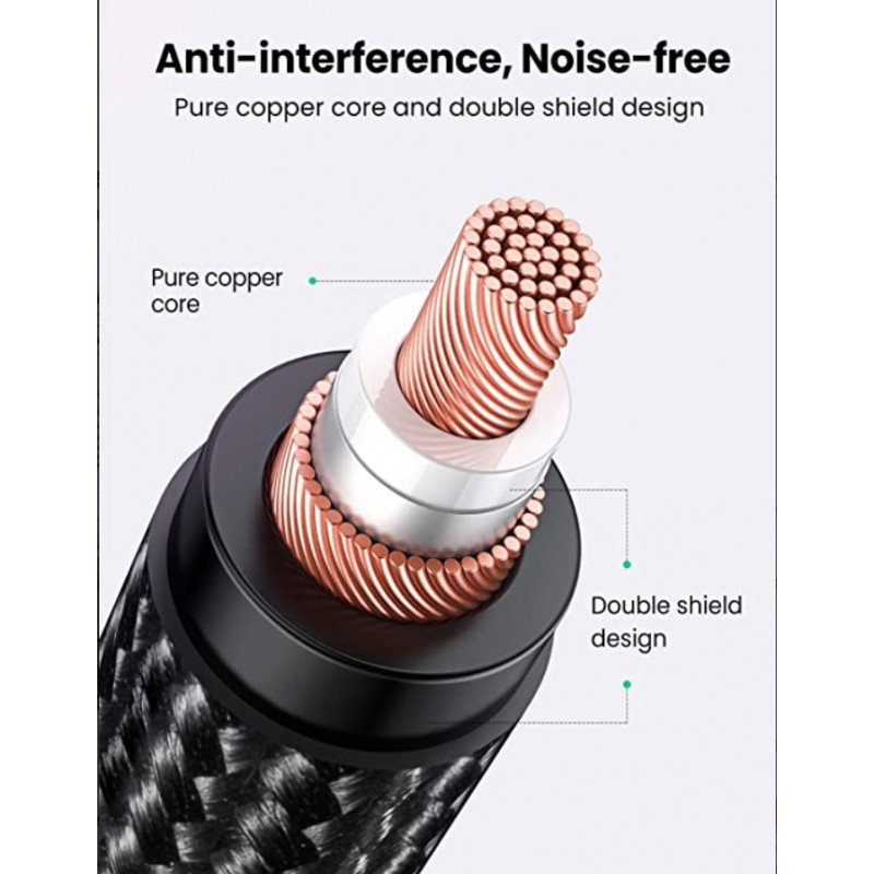 UGREEN AV182 Cavo audio connettore maschio XLR a connettore maschio TRS 3,5 mm 1 m nero