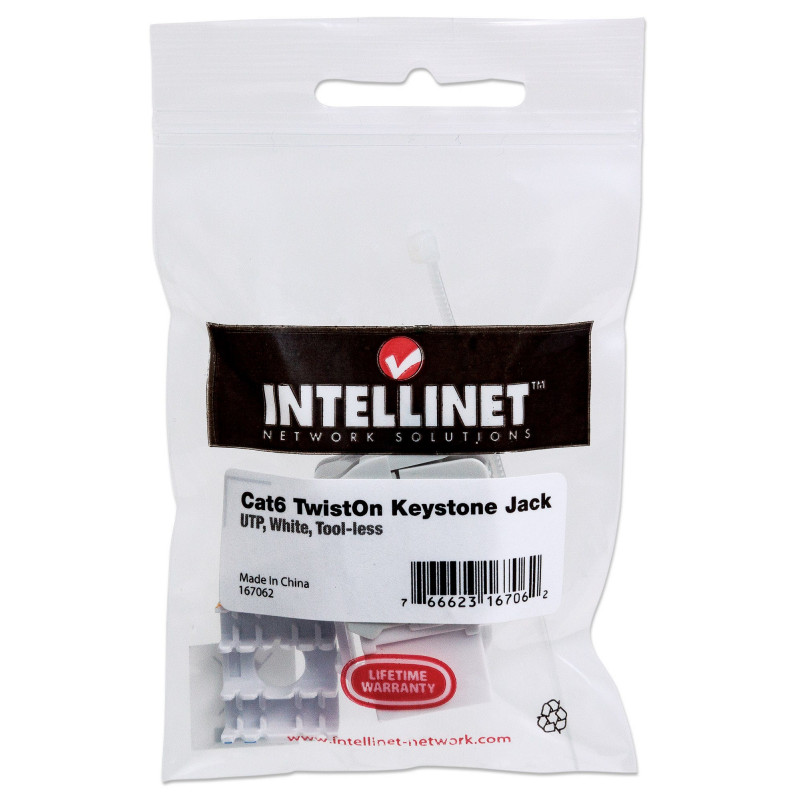 Intellinet 167062 Jack keystone Cat6 UTP, senza attrezzi, bianco