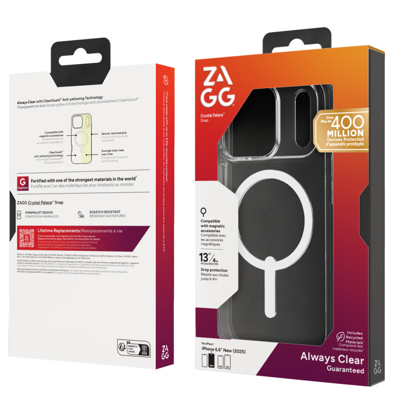 ZAGG Crystal Palace Snap custodia per iPhone 17 Pro - trasparente